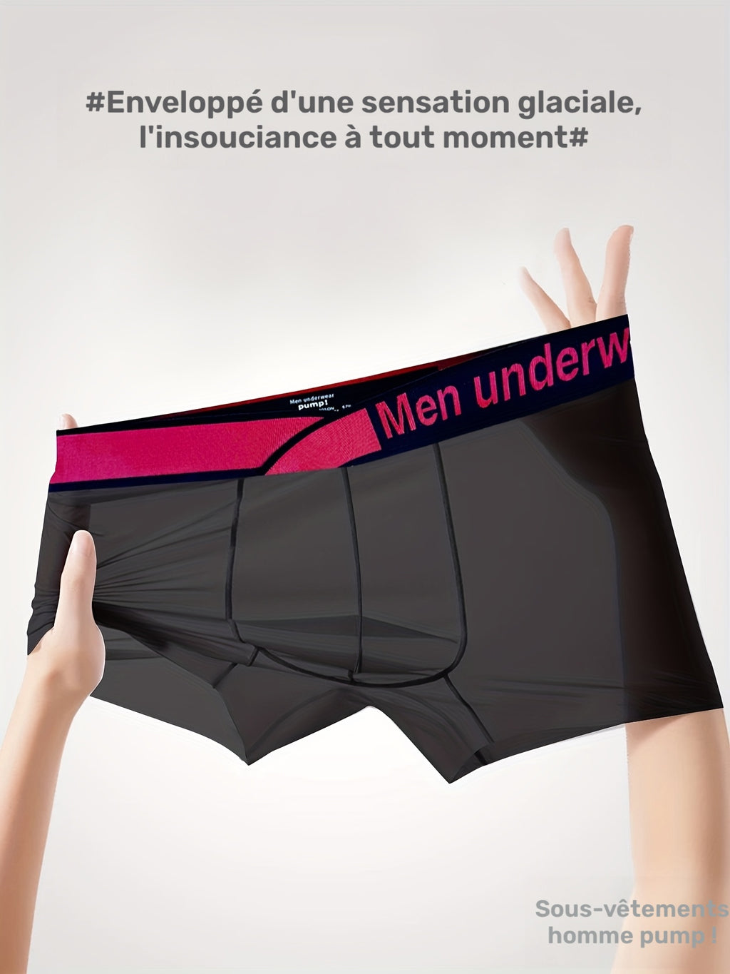 Slip sans couture grande taille homme, noir