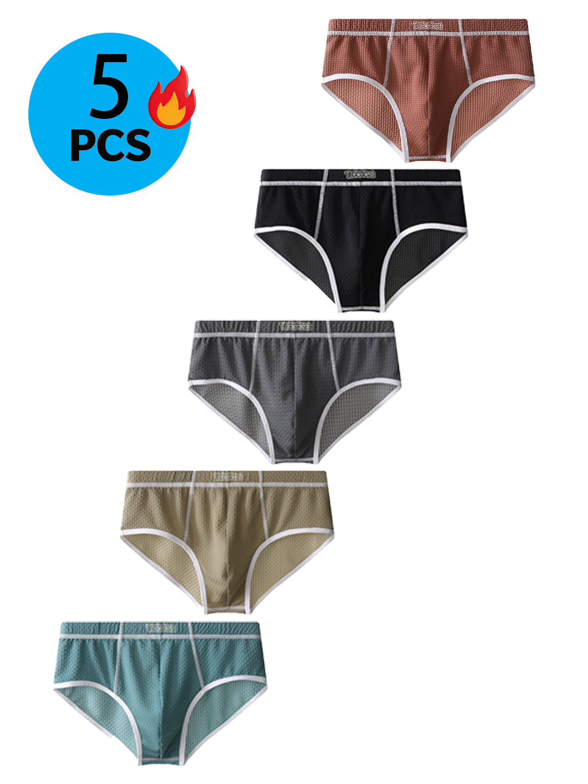 Boxer respirant microfibre homme — lot de 5, uni, du S au XL (modèle 2)