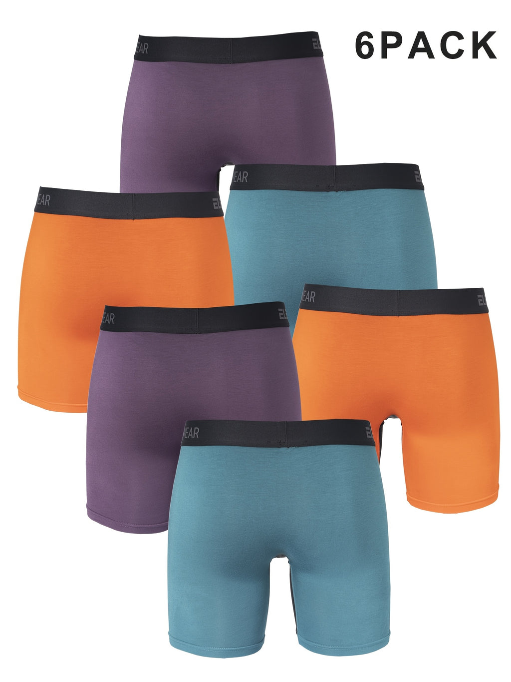 Boxer long de sport bambou homme — lot de 6, uni