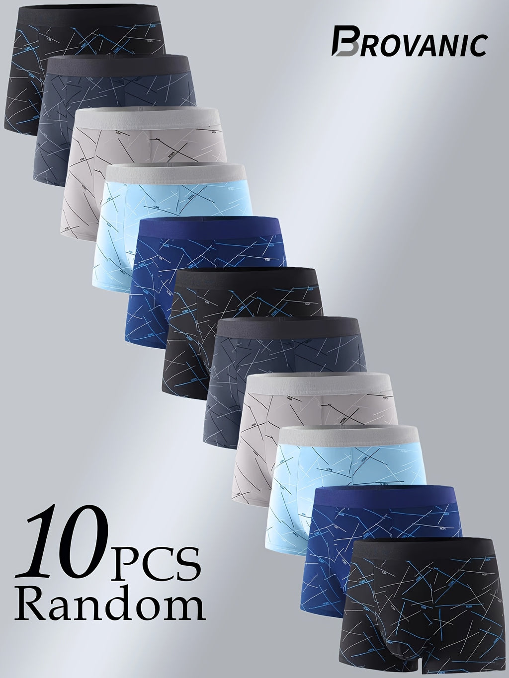 Boxer microfibre homme — lot de 10, géométrique, du XS au XL