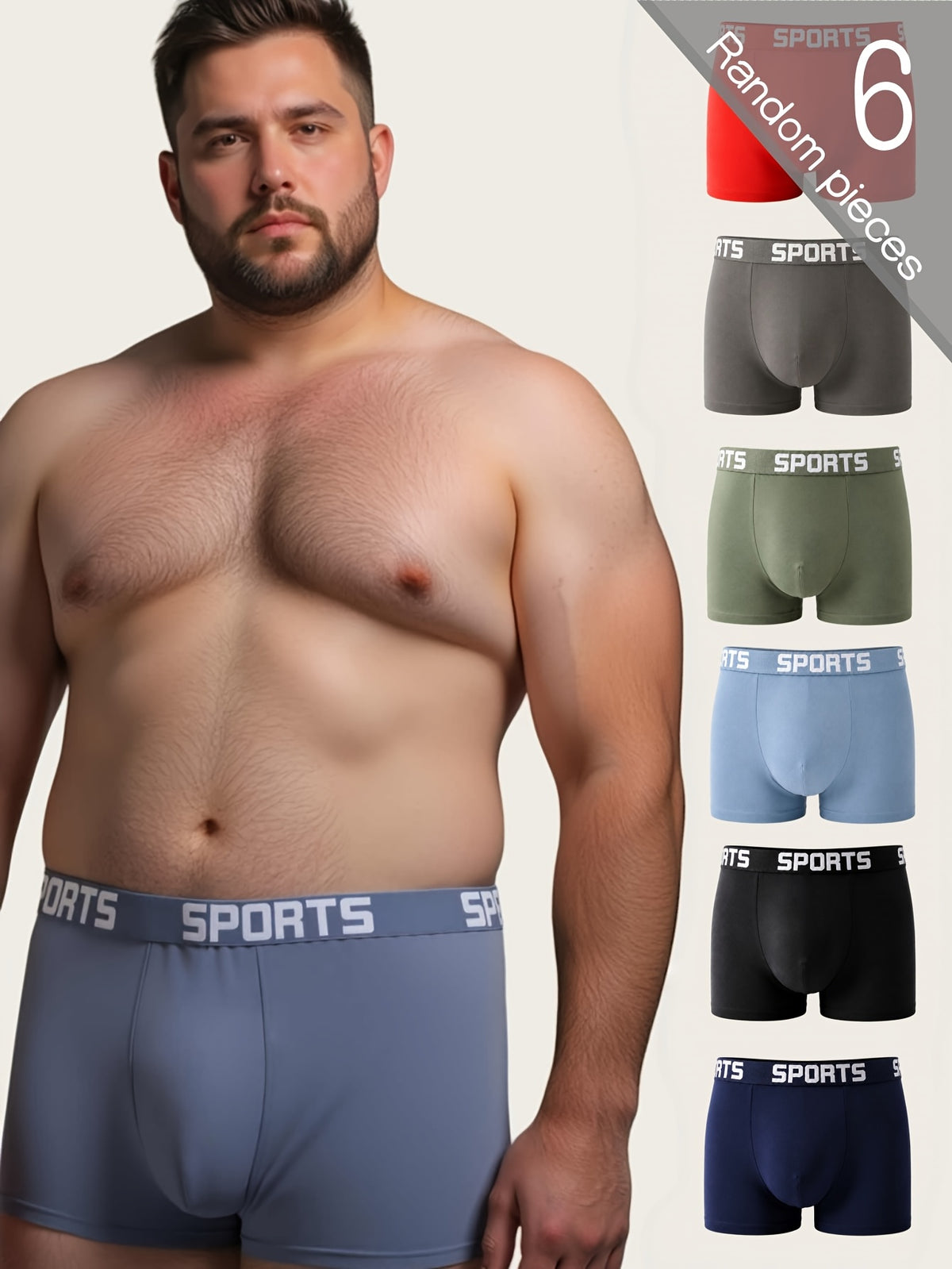 Boxer large grande taille microfibre homme — lot de 6, uni