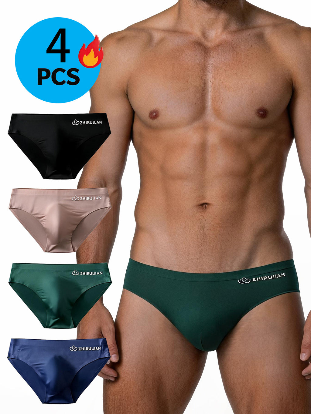Slip de sport respirant microfibre homme — lot de 4, uni, du S au XL (modèle 3)