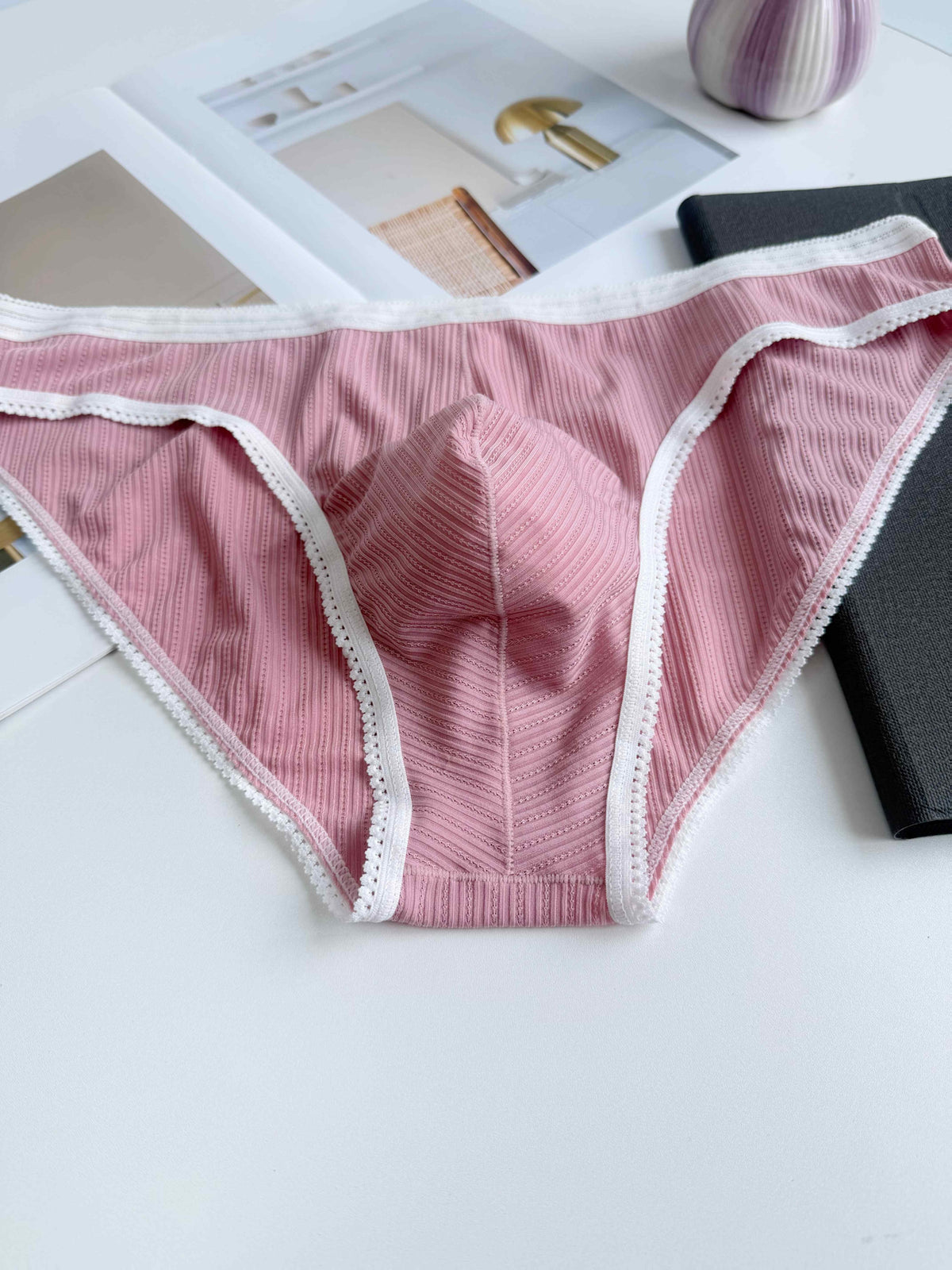 Slip taille basse sexy microfibre homme, rose
