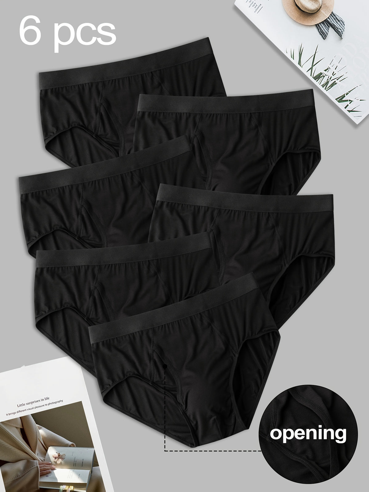 Slip taille haute modal homme — lot de 6, uni