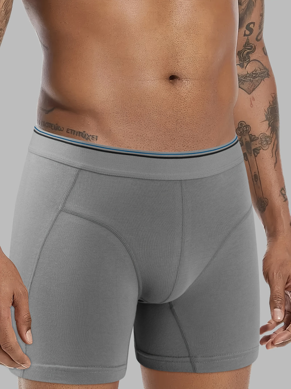 Boxer long de sport coton homme — lot de 3, rayé