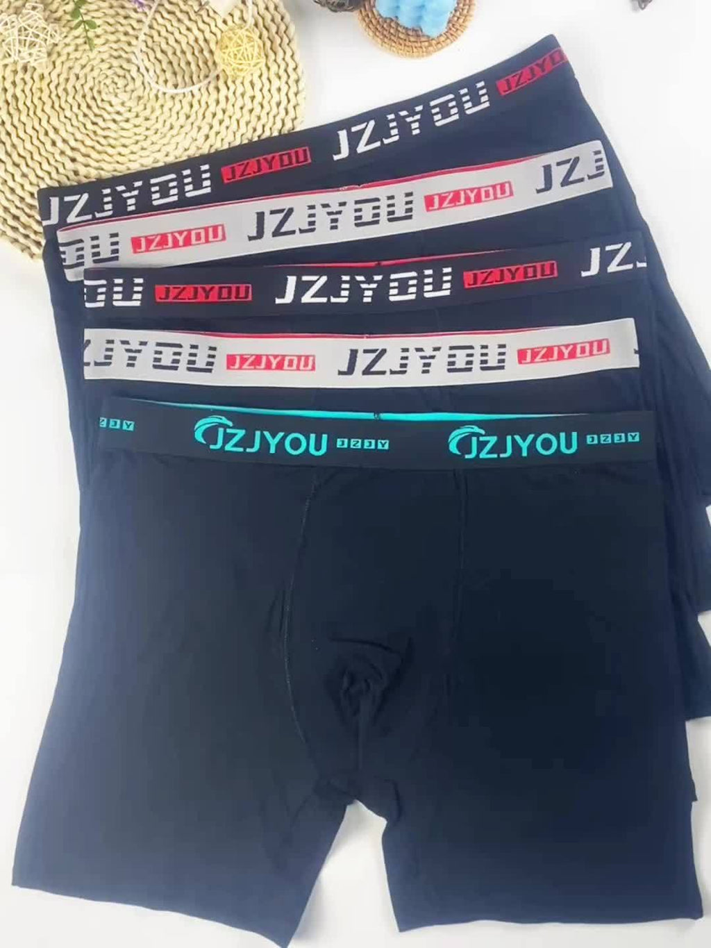Boxer long grande taille coton homme — lot de 5, uni