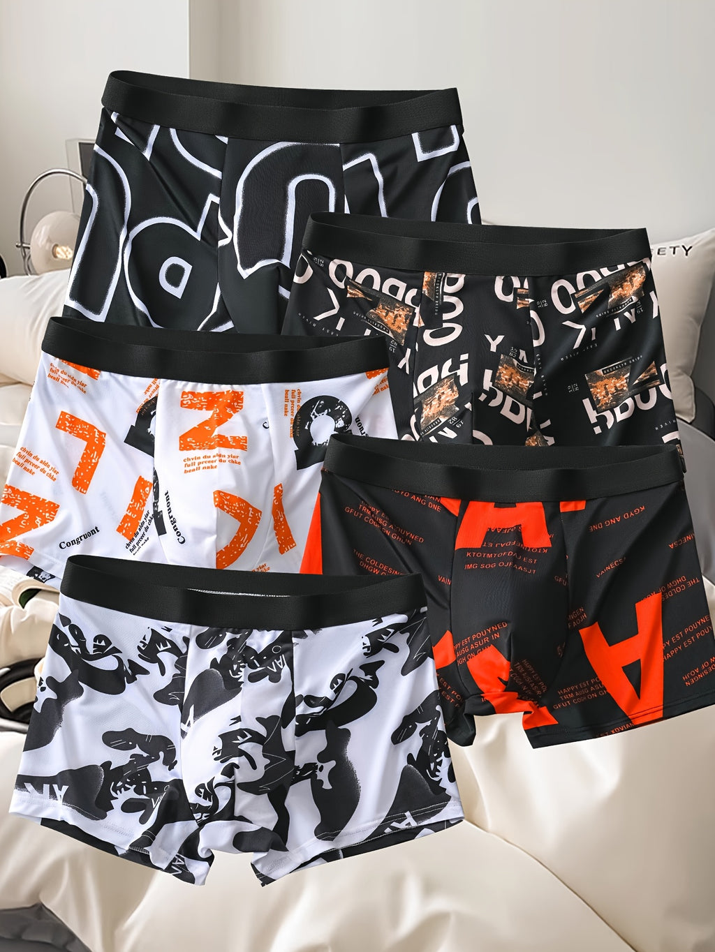 Boxer long de sport microfibre homme — lot de 5, imprimé