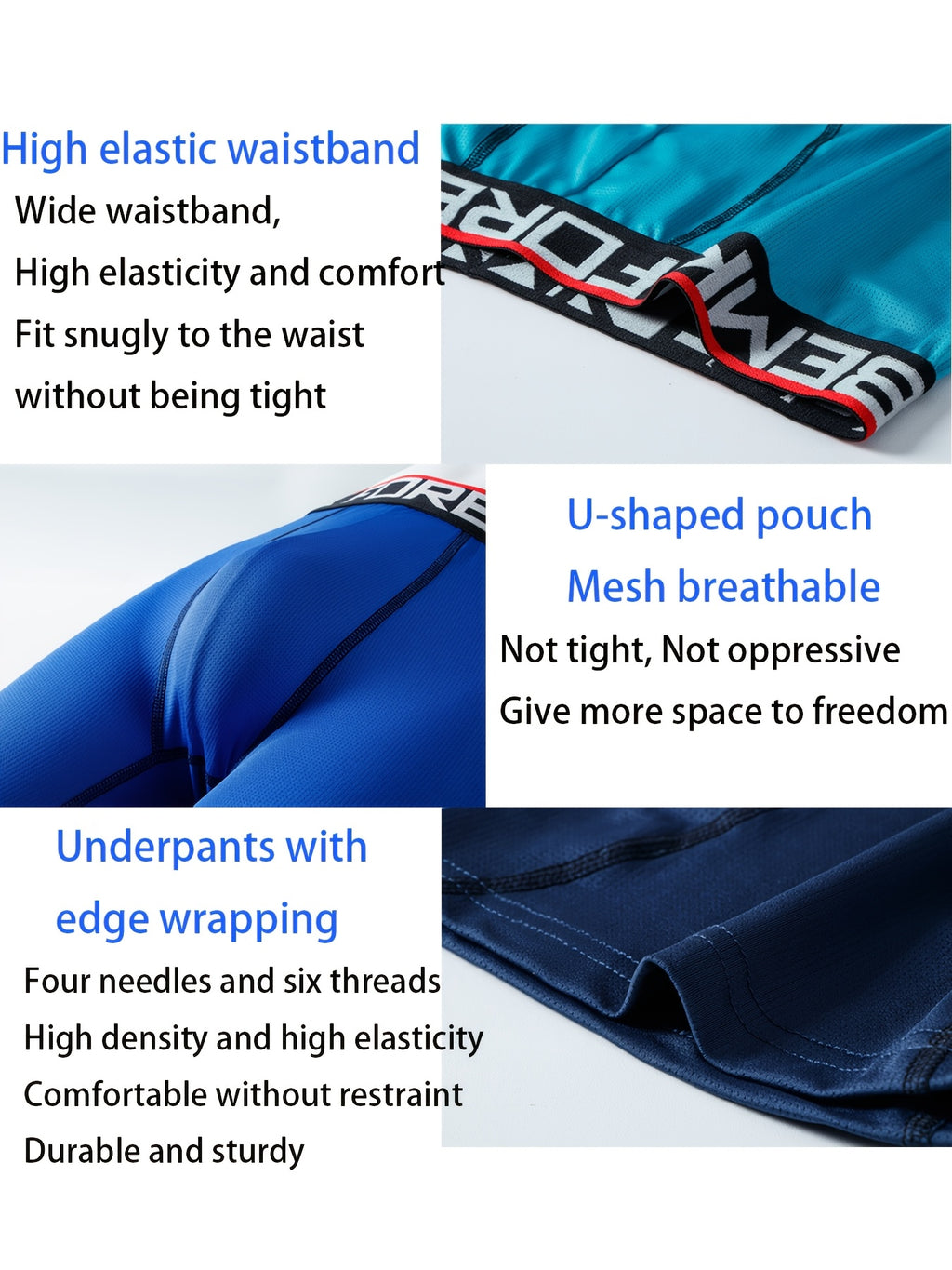 Boxer long de sport microfibre homme — lot de 5, uni, assortiment B