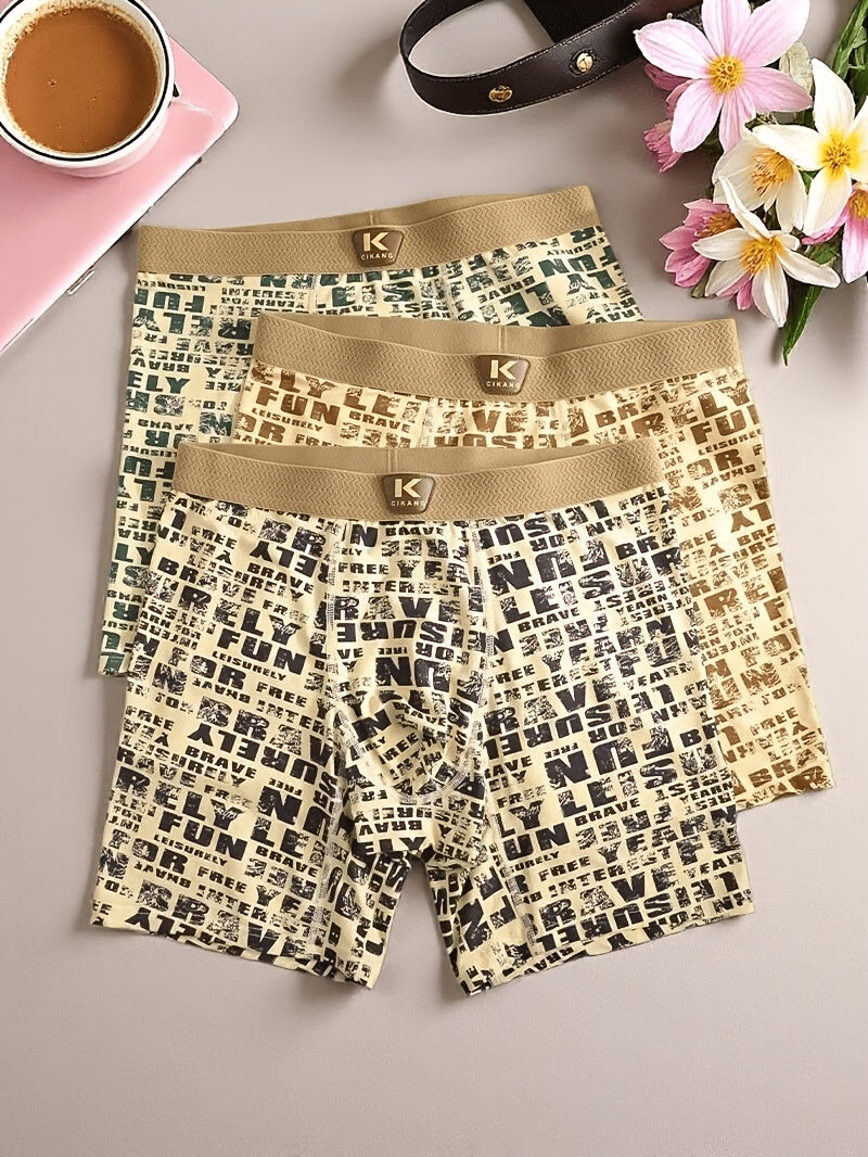 Boxer de sport respirant bambou homme — lot de 3, à lettres
