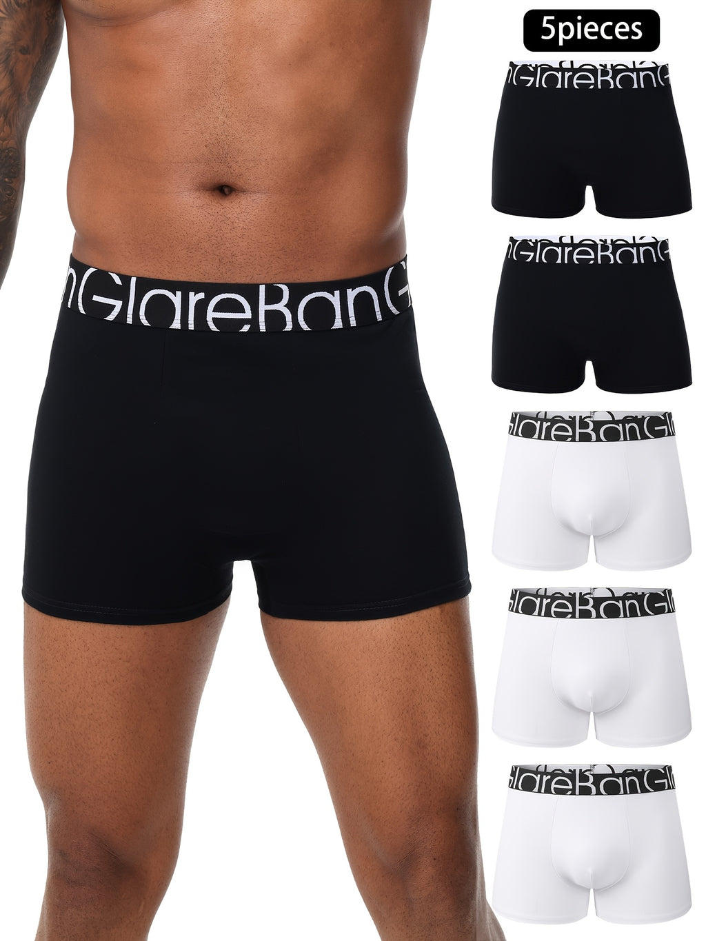 Boxer de sport coton homme — lot de 5, uni, assortiment E (modèle 3)
