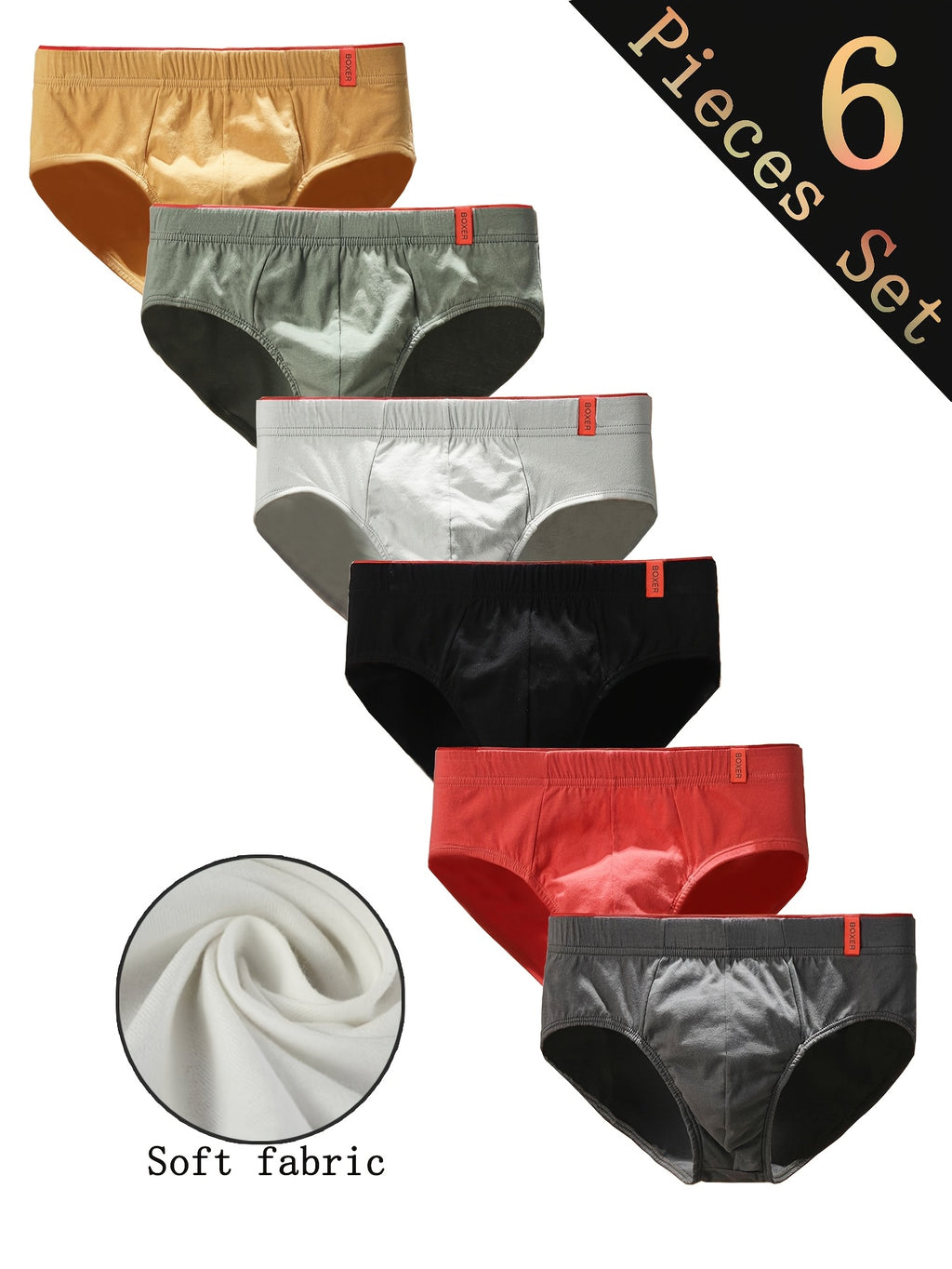 Slip large grande taille coton homme — lot de 6, uni