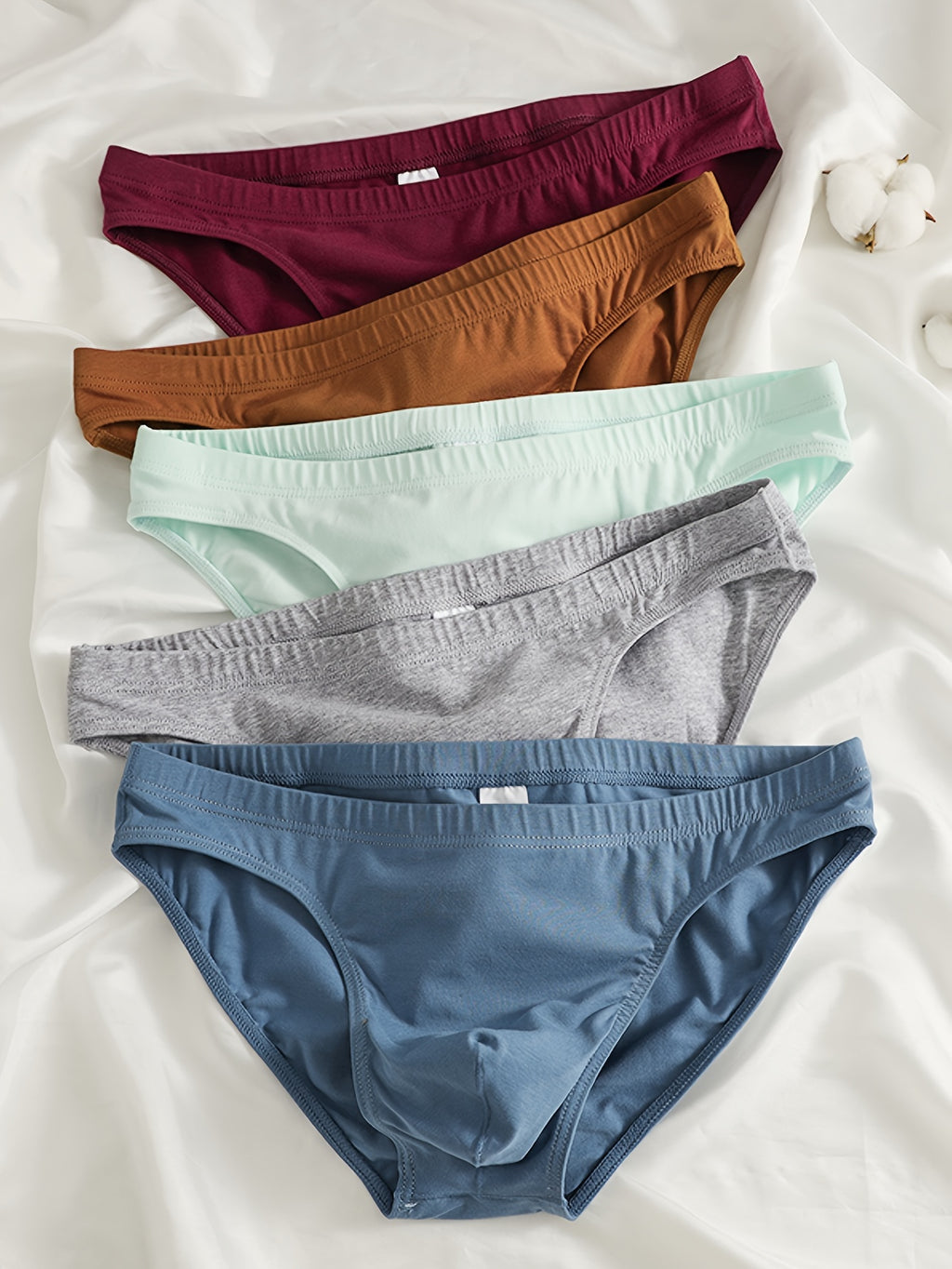 Slip long respirant coton homme — lot de 5, uni
