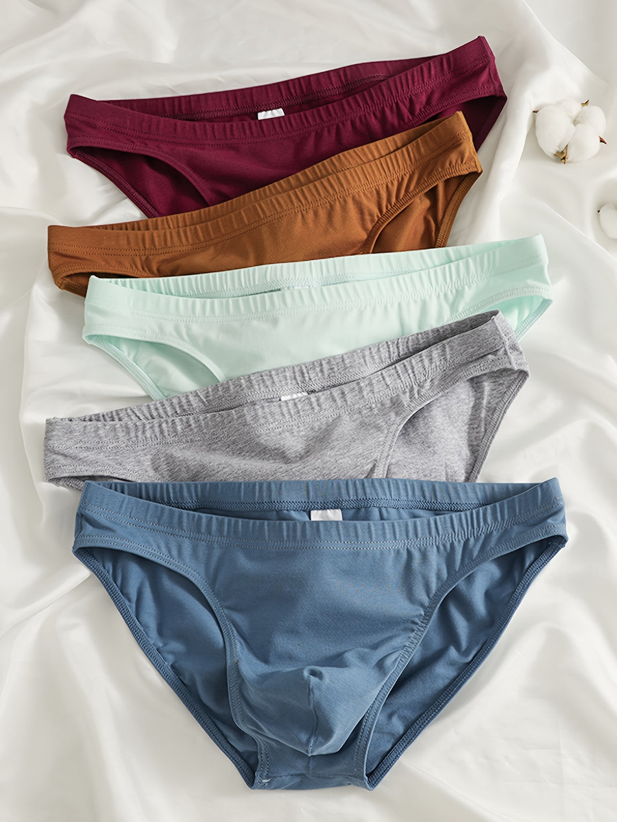 Slip long respirant coton homme — lot de 5, uni