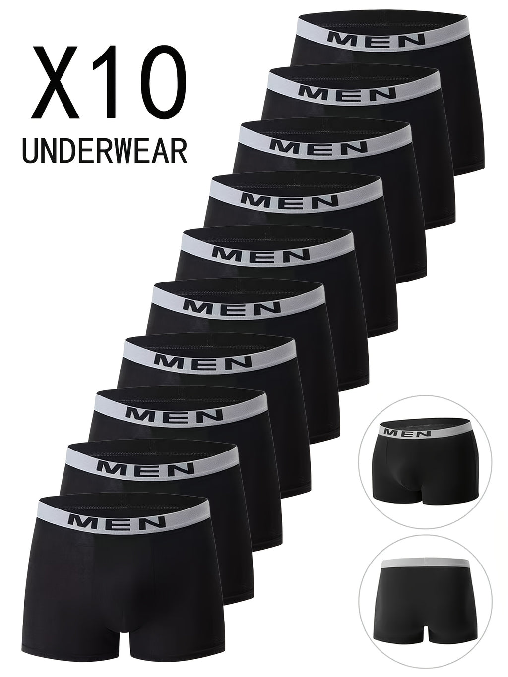 Boxer de sport respirant microfibre homme — lot de 10, uni, du S au 3XL