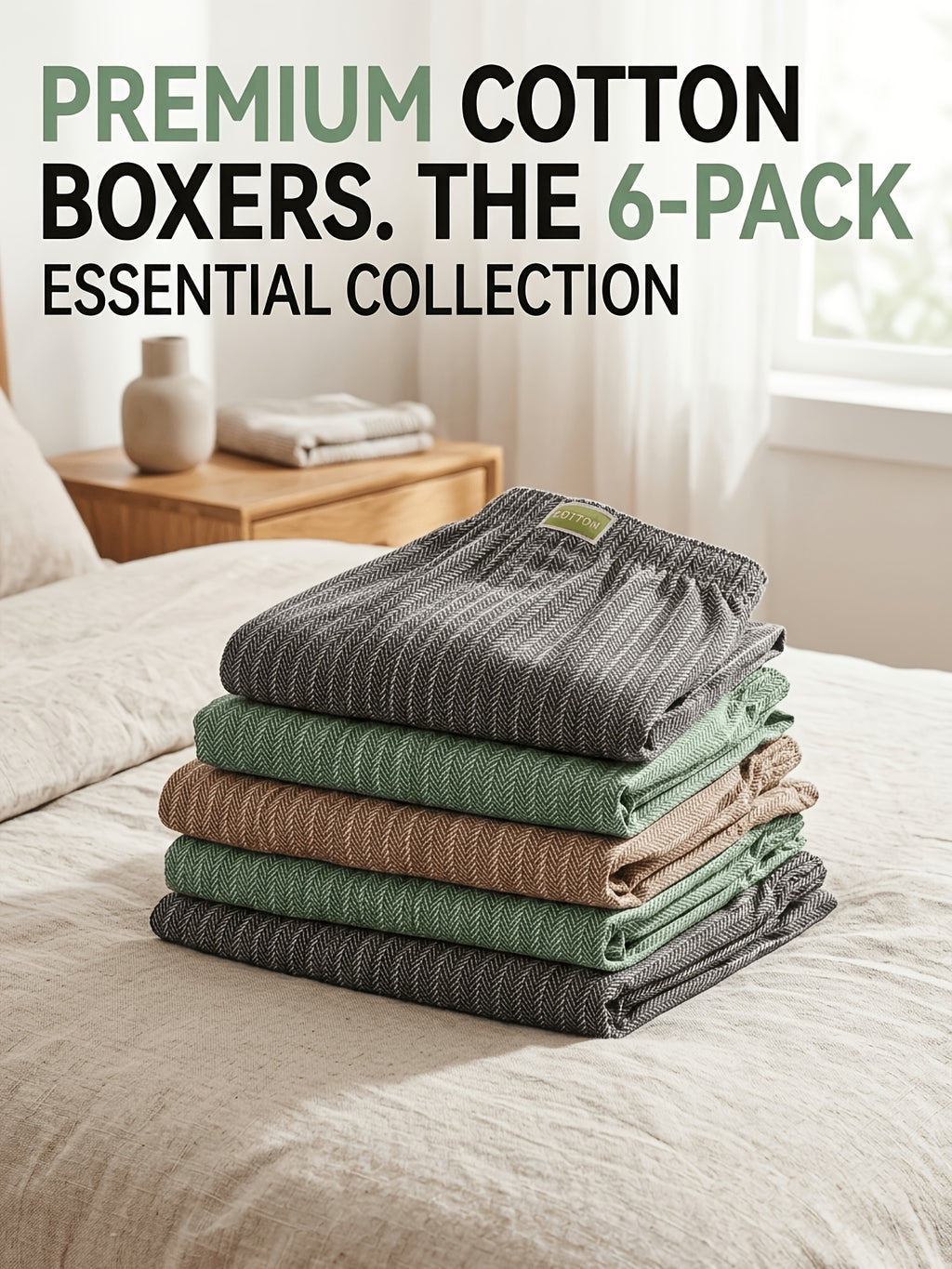 Boxer large coton homme — lot de 6, uni