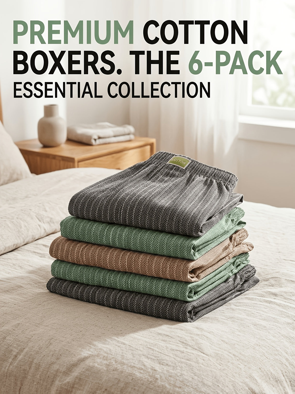 Boxer large coton homme — lot de 6, uni
