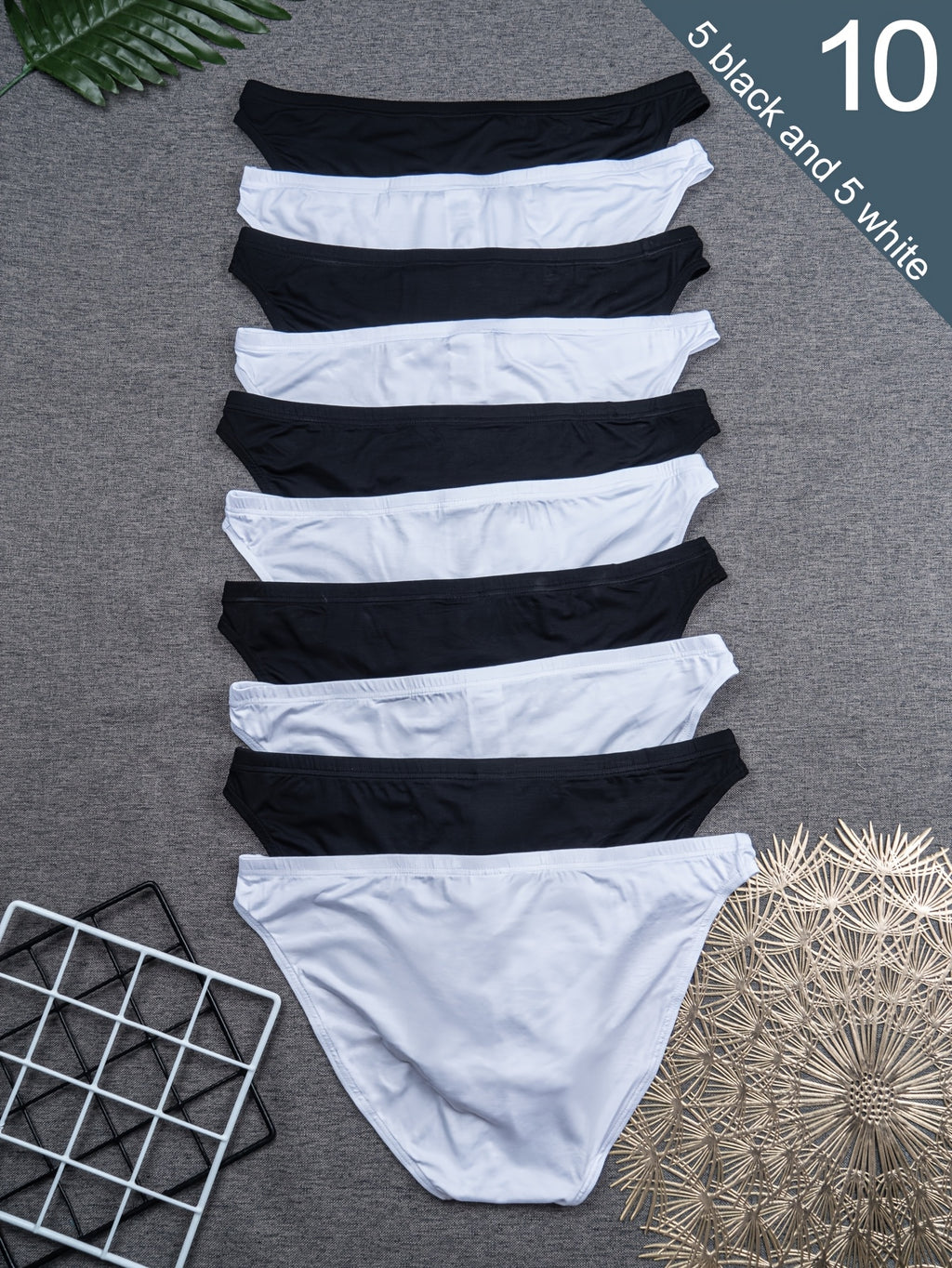 Slip respirant bambou homme — lot de 10, noir