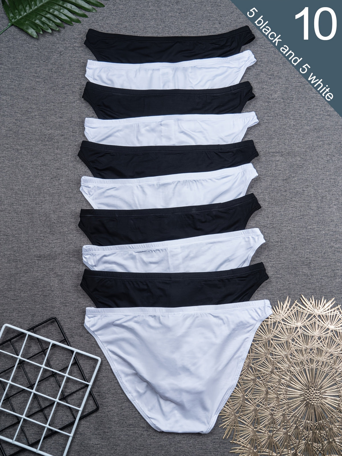 Slip respirant bambou homme — lot de 10, noir