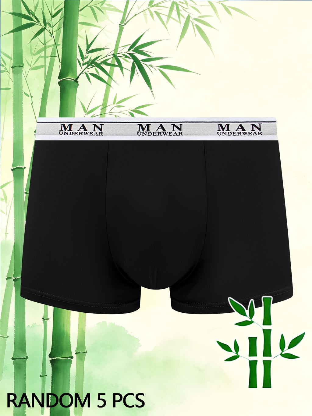 Boxer respirant bambou homme — lot de 5, uni, du S au XXL
