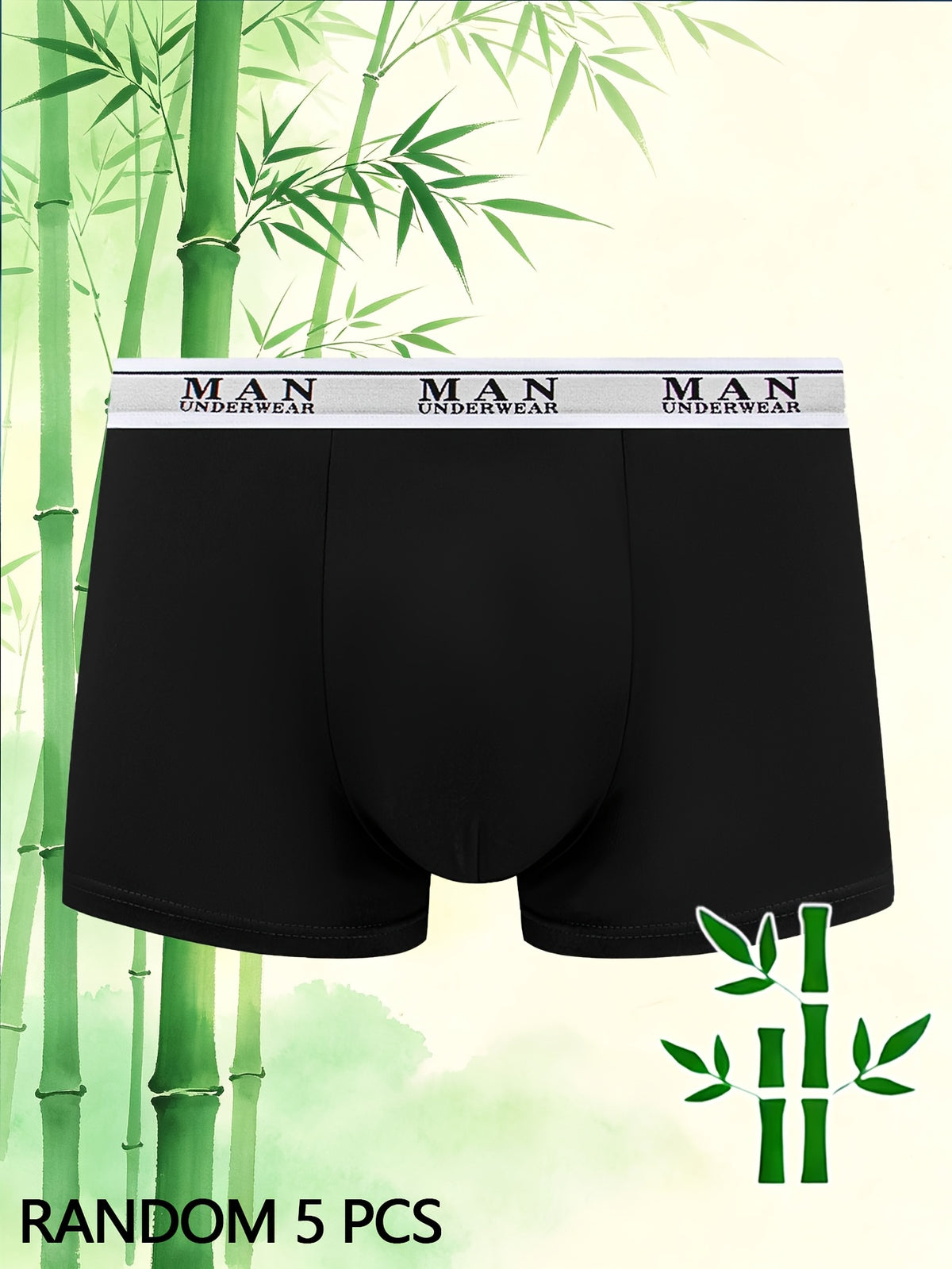 Boxer respirant bambou homme — lot de 5, uni, du S au XXL