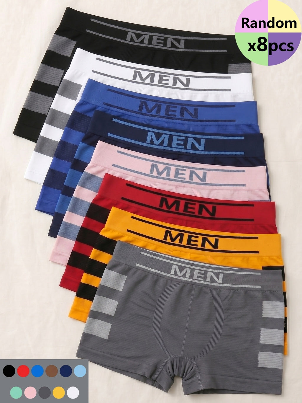 Boxer sans couture respirant microfibre homme — lot de 8, imprimé