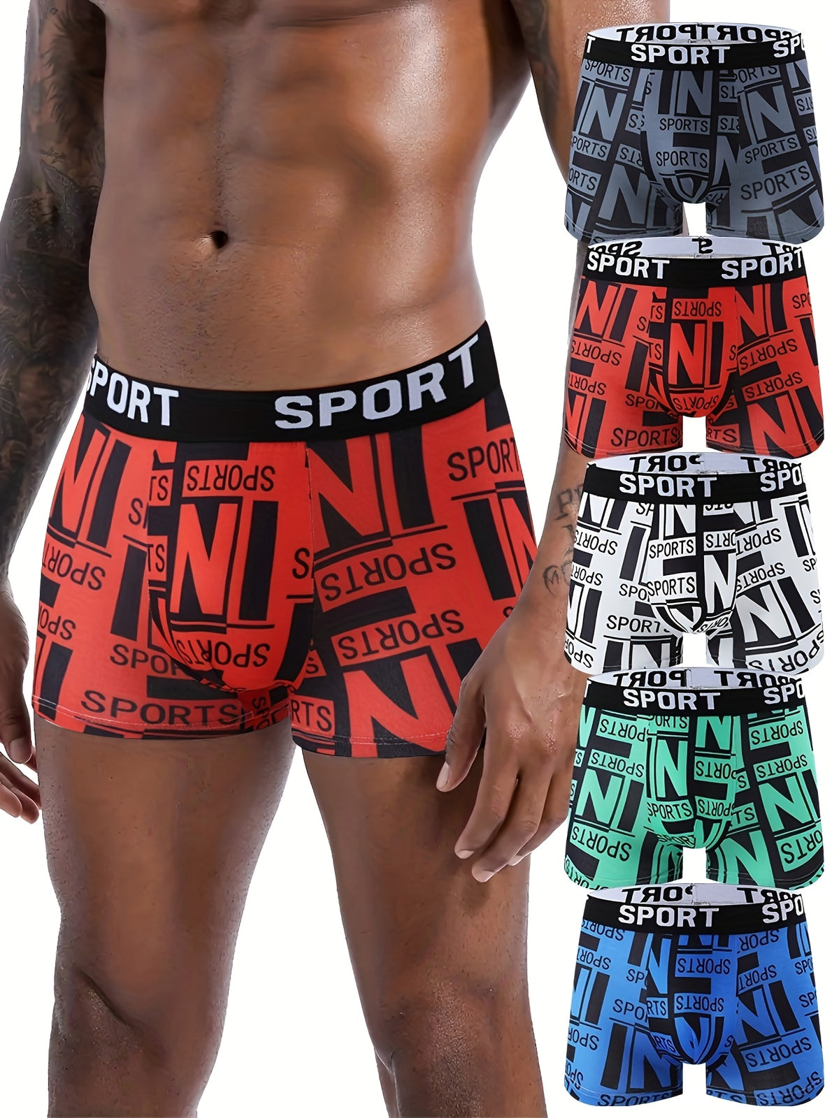 Boxer de sport respirant microfibre homme — lot de 10, géométrique