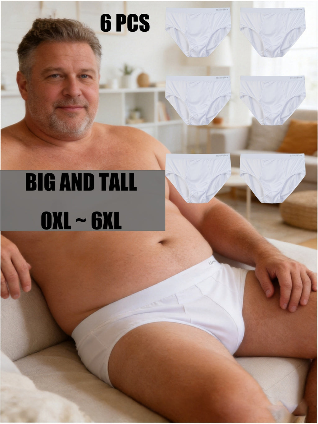 Slip grande taille d'intérieur microfibre homme — lot de 6, uni