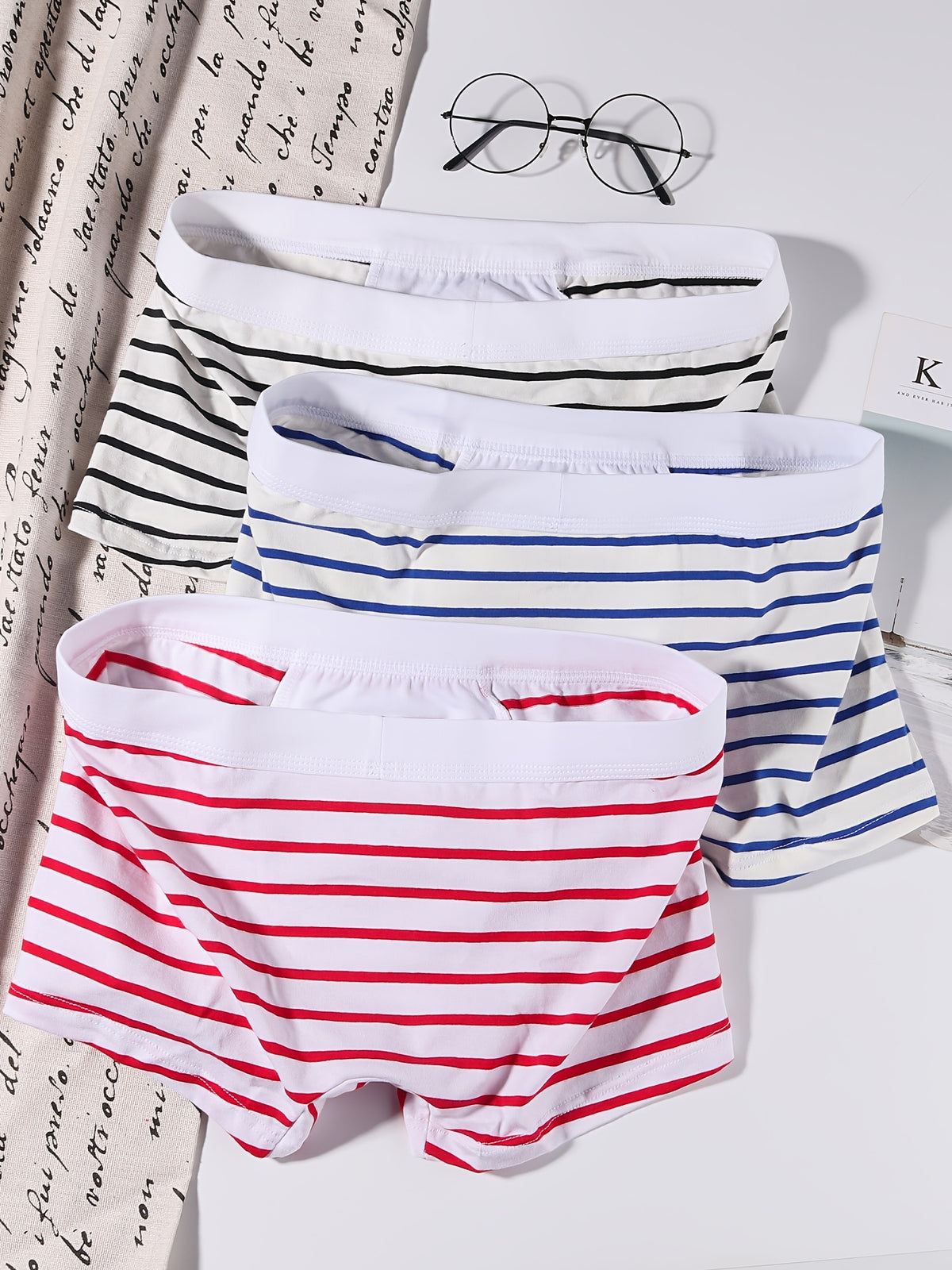 Boxer de sport respirant coton homme — lot de 3, rayé