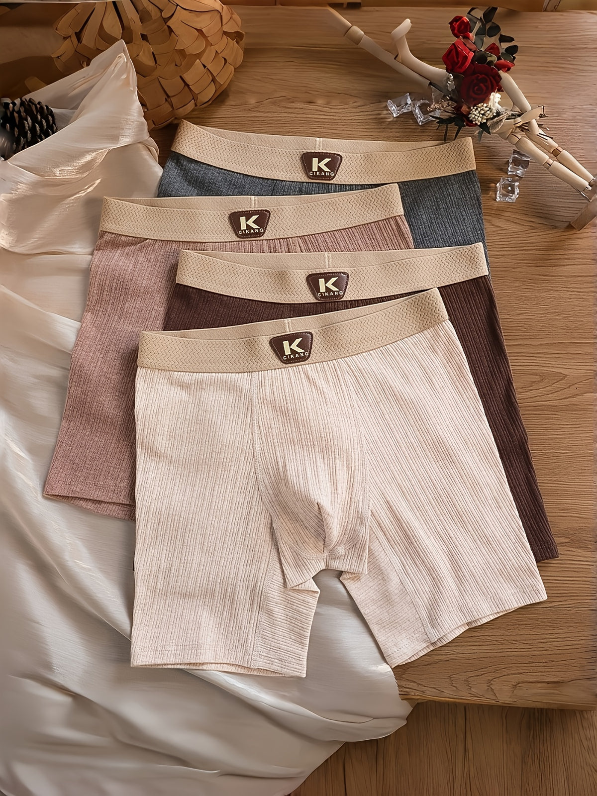 Boxer long large coton homme — lot de 4, uni