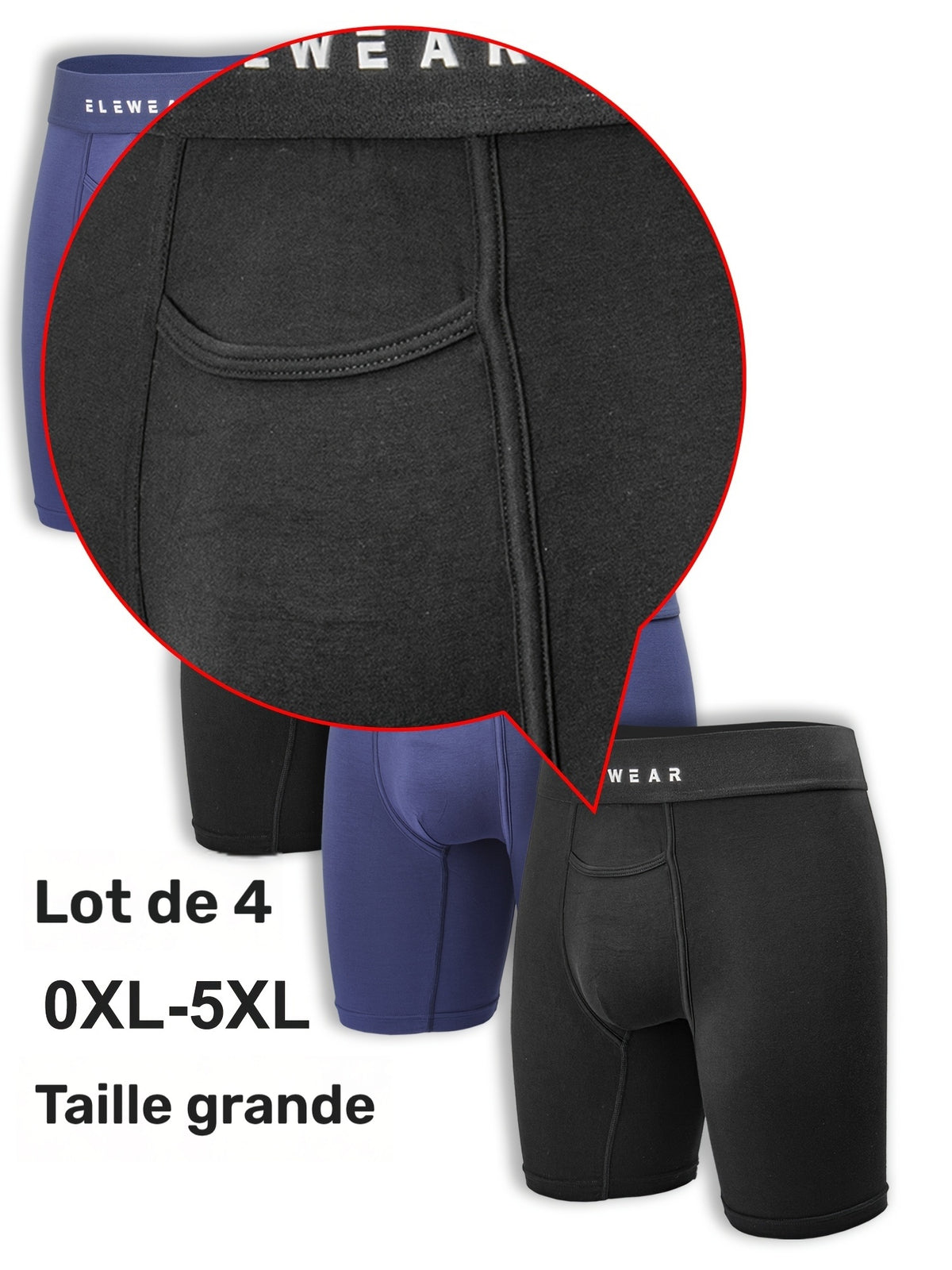 Boxer grande taille de sport modal homme — lot de 4, uni