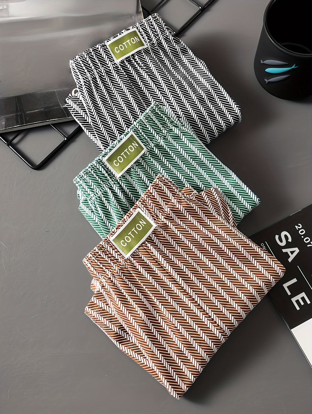 Boxer large d'intérieur coton homme — lot de 3, rayé