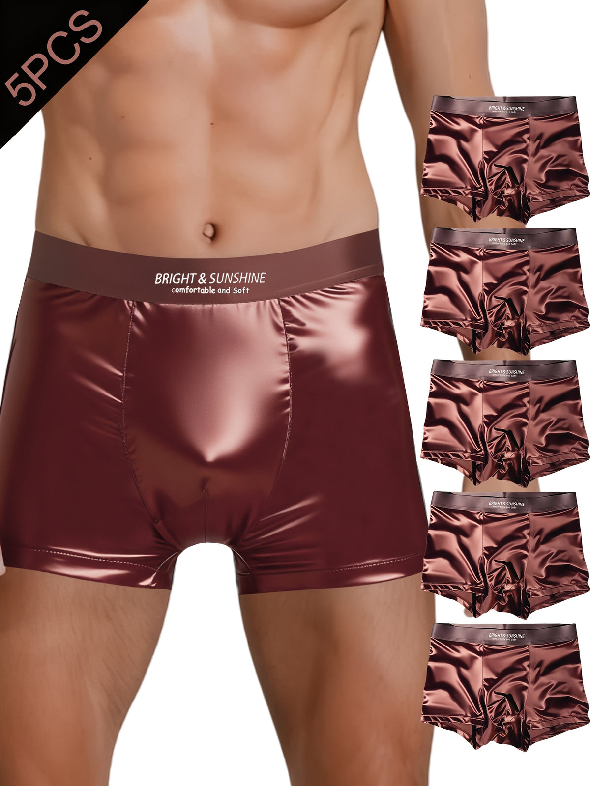 Boxer sans couture respirant microfibre homme — lot de 5, uni