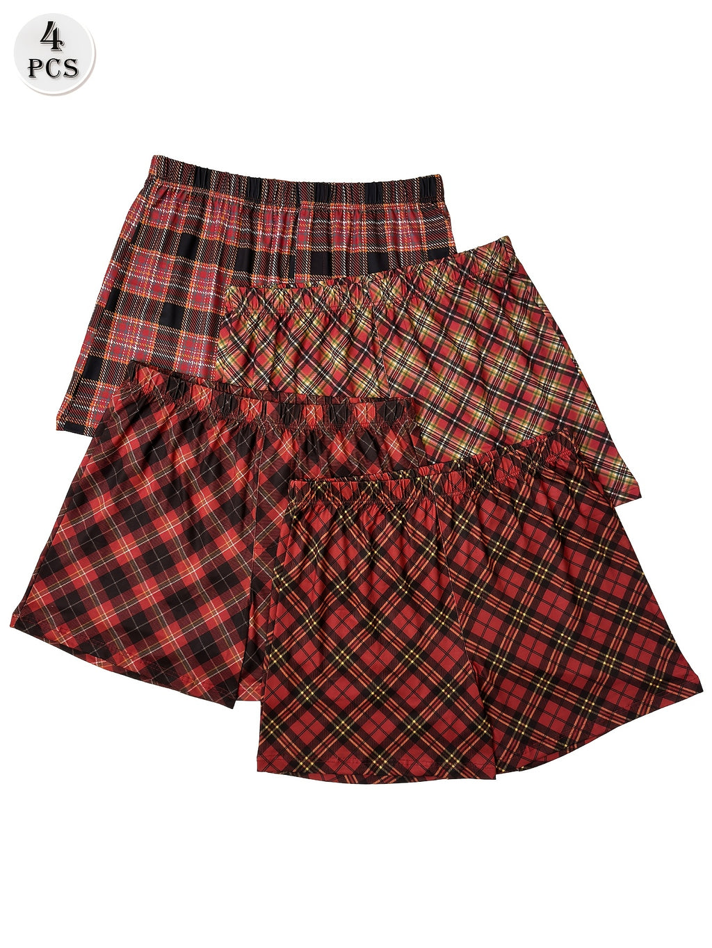 Boxer large d'intérieur microfibre homme — lot de 4, bourgogne