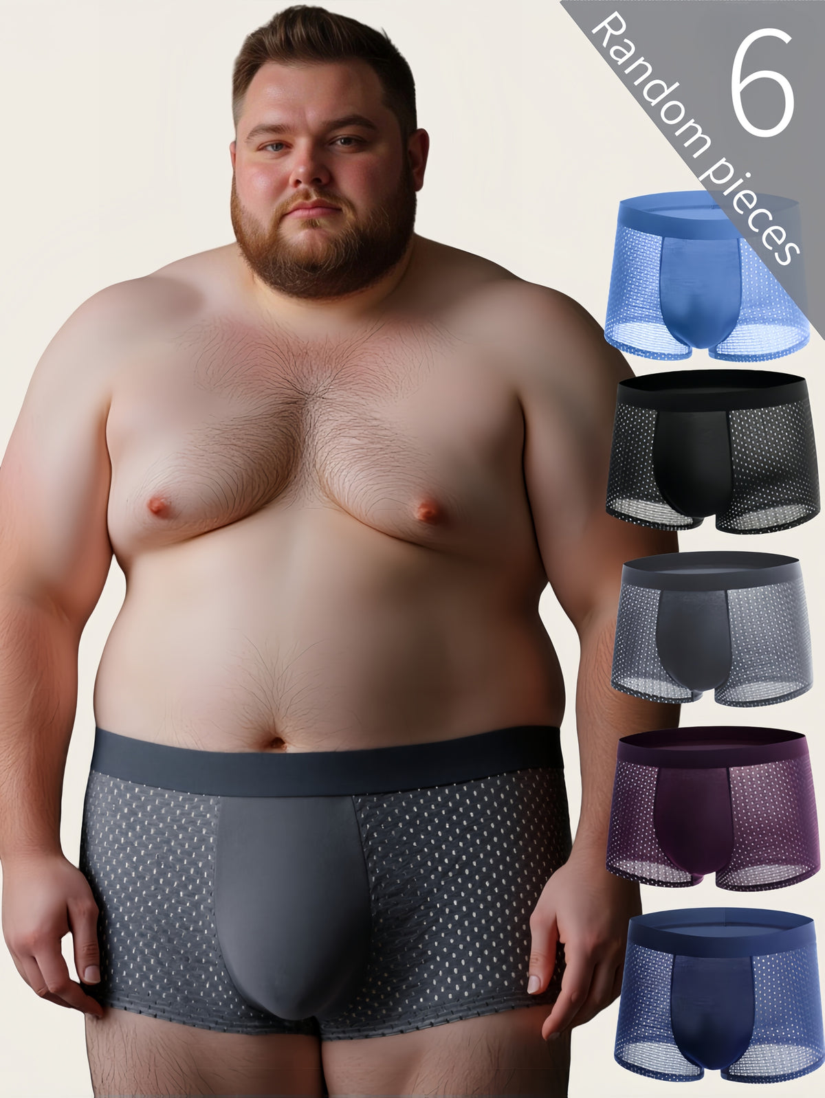 Boxer large respirant microfibre homme — lot de 6, uni