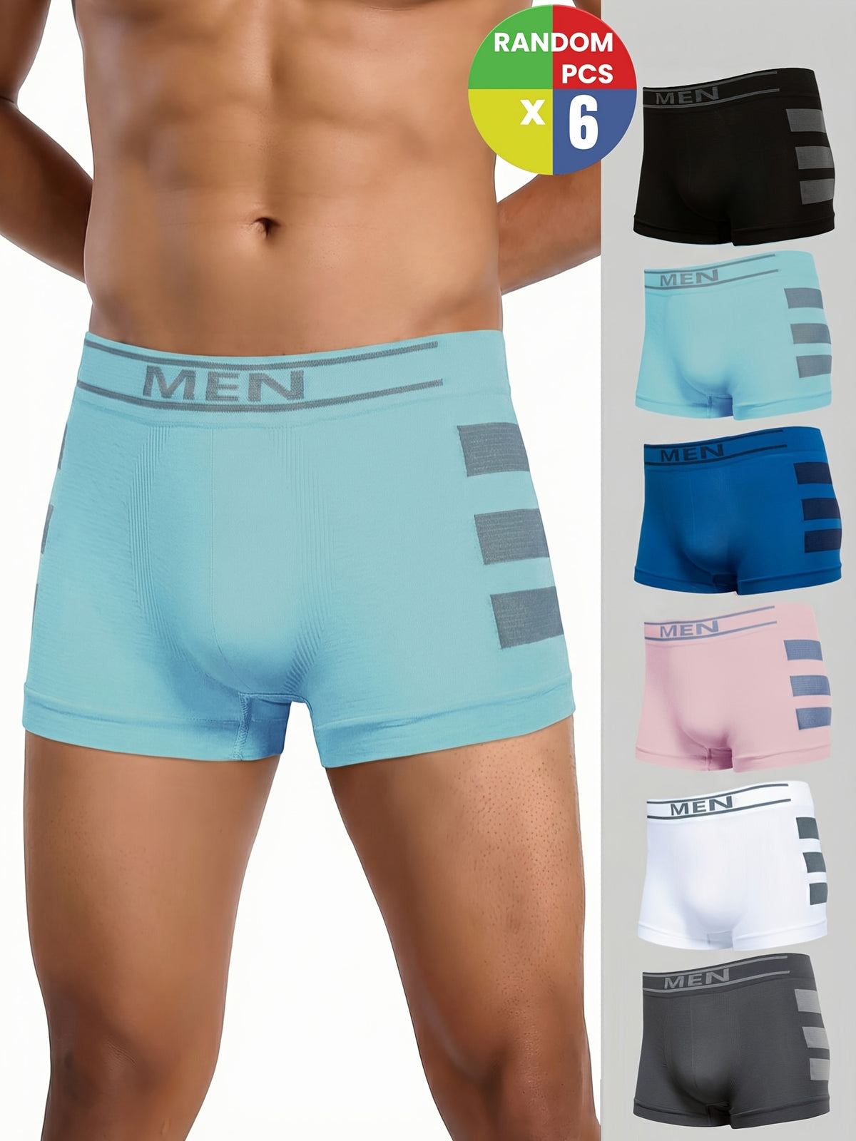 Boxer sans couture de sport microfibre homme — lot de 6, uni