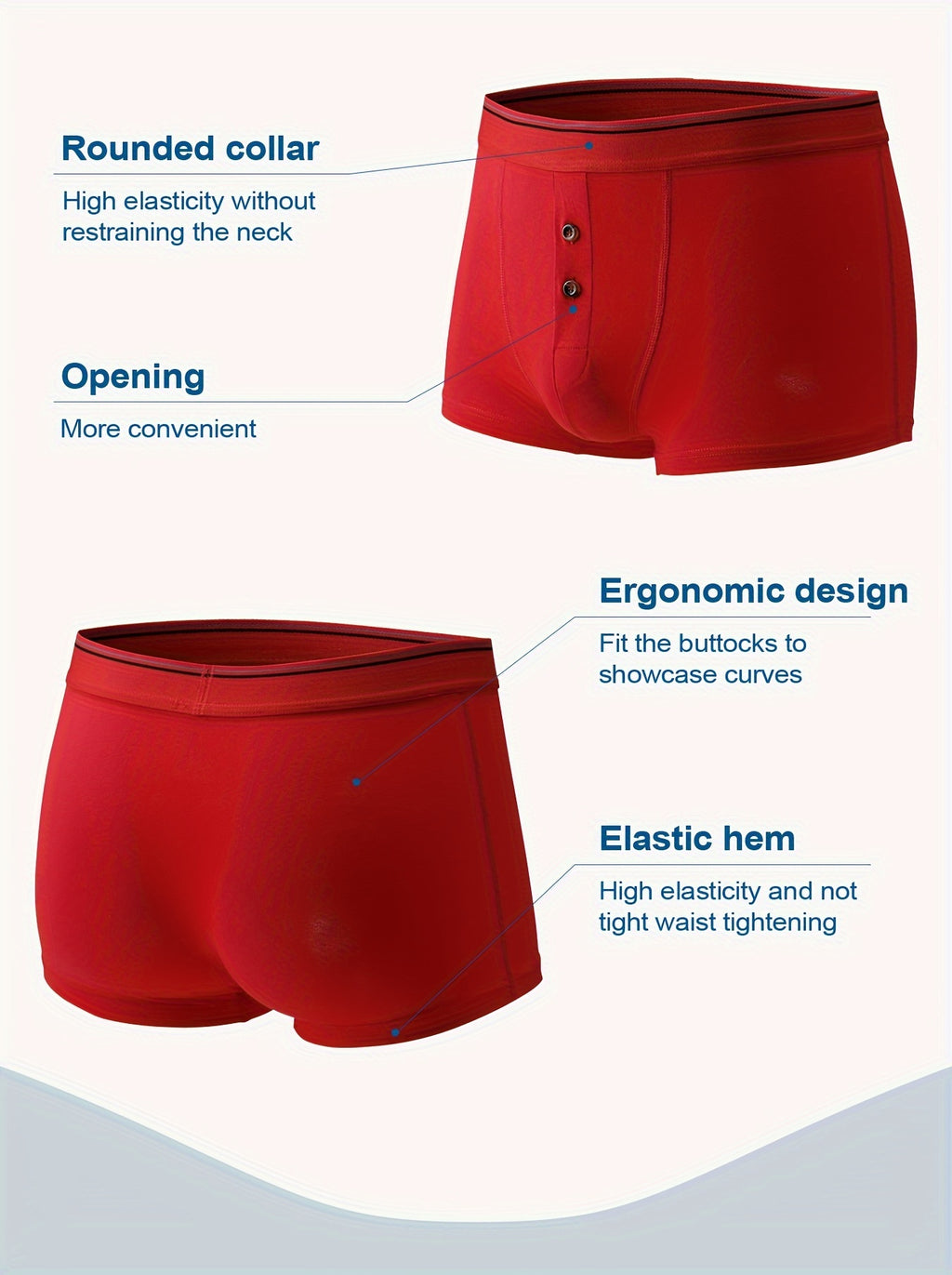 Boxer respirant coton homme — lot de 3, 【rouge】