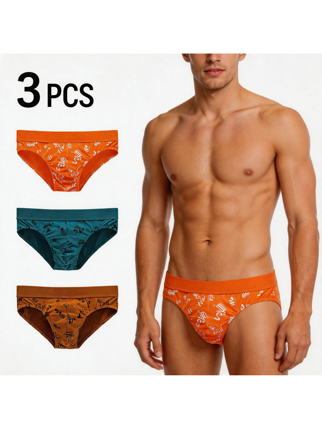 Slip moulant grande taille microfibre homme — lot de 3, géométrique