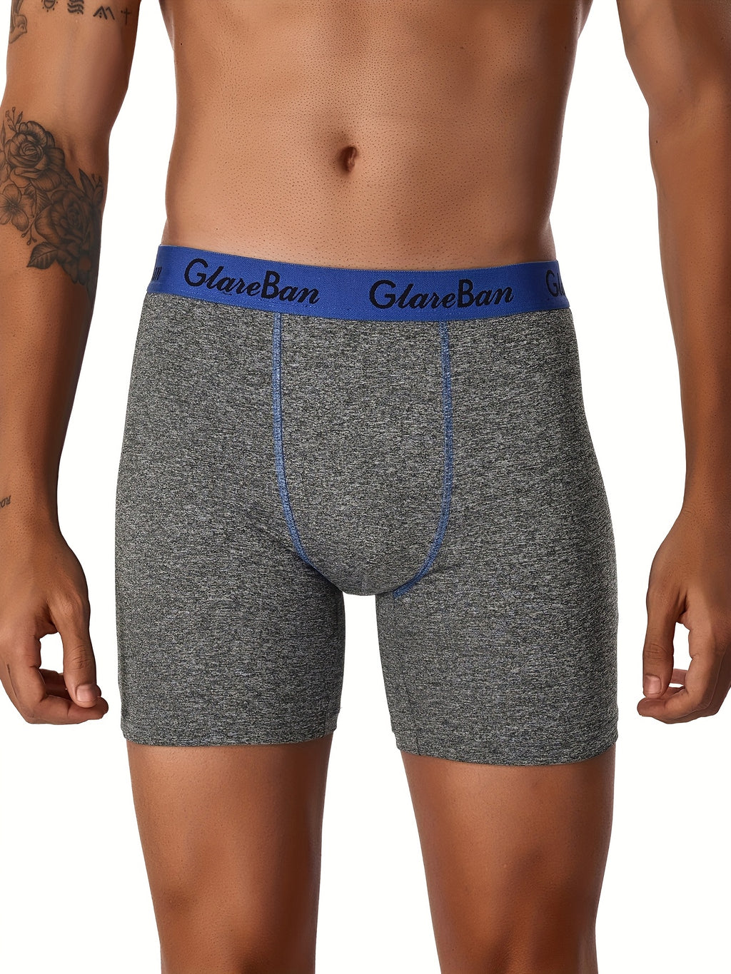 Boxer long microfibre homme — lot de 5, uni, assortiment E