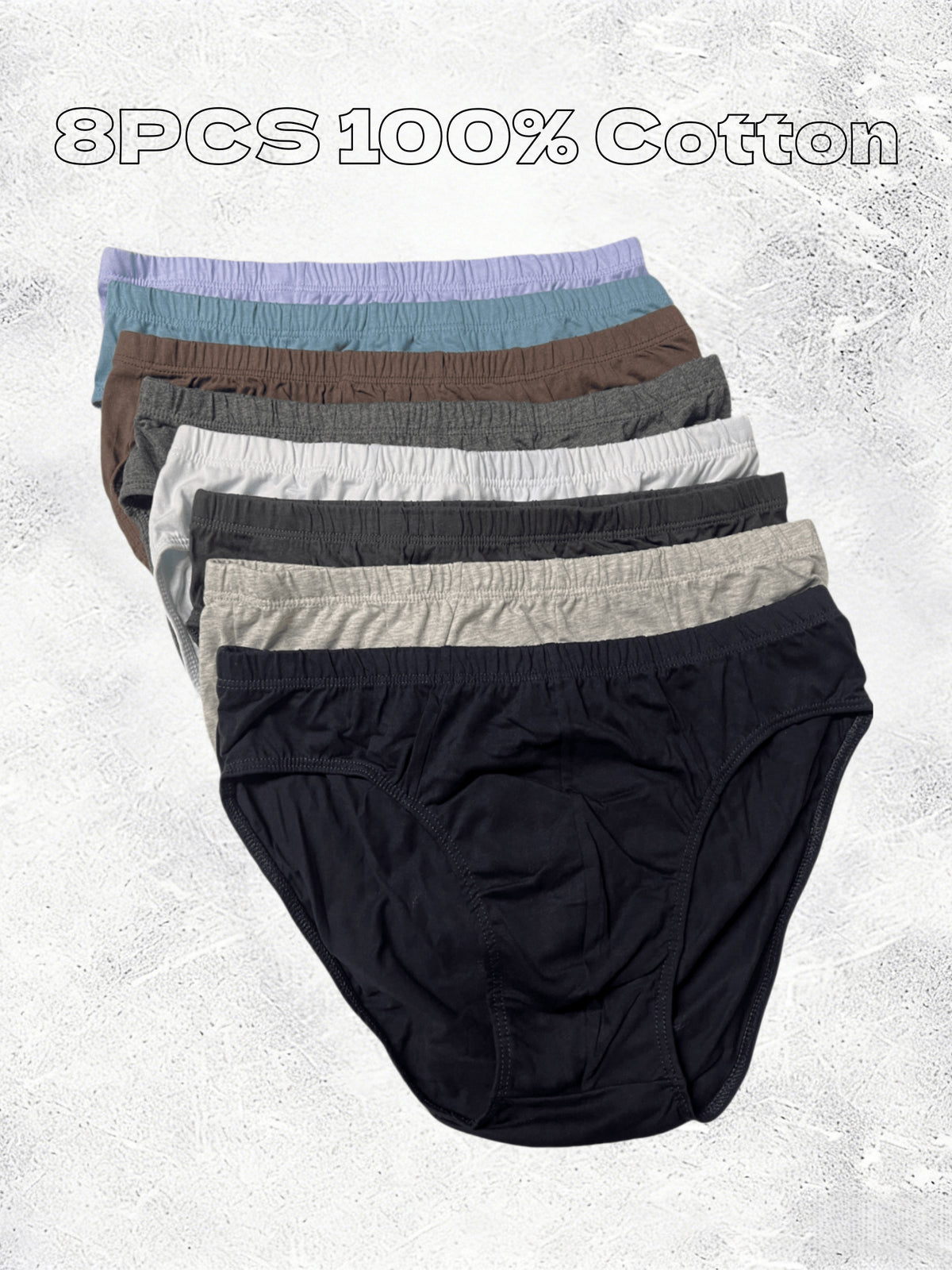 Slip sans couture large coton homme — lot de 8, uni