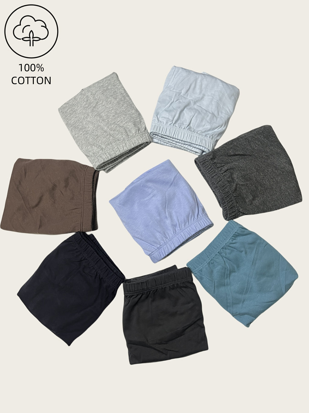 Slip sans couture large coton homme — lot de 8, uni