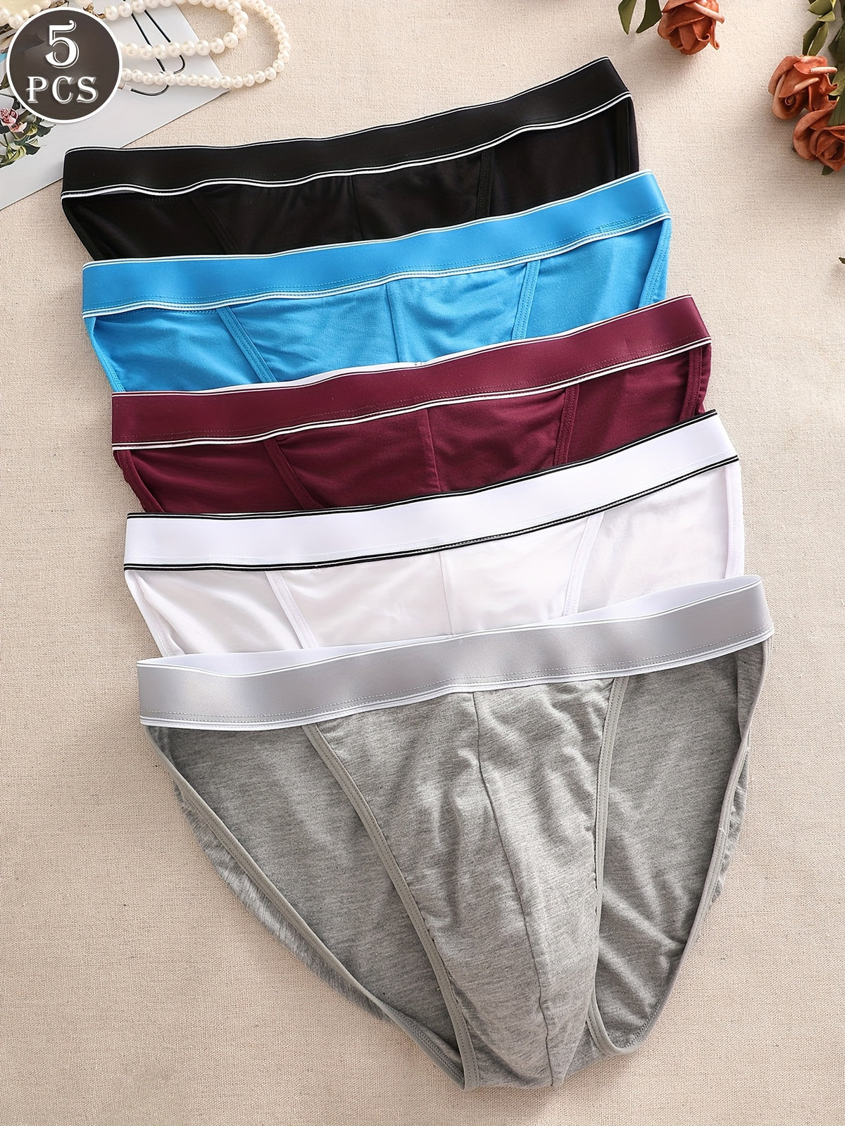 Slip de sport respirant coton homme — lot de 5, uni, du S au XL