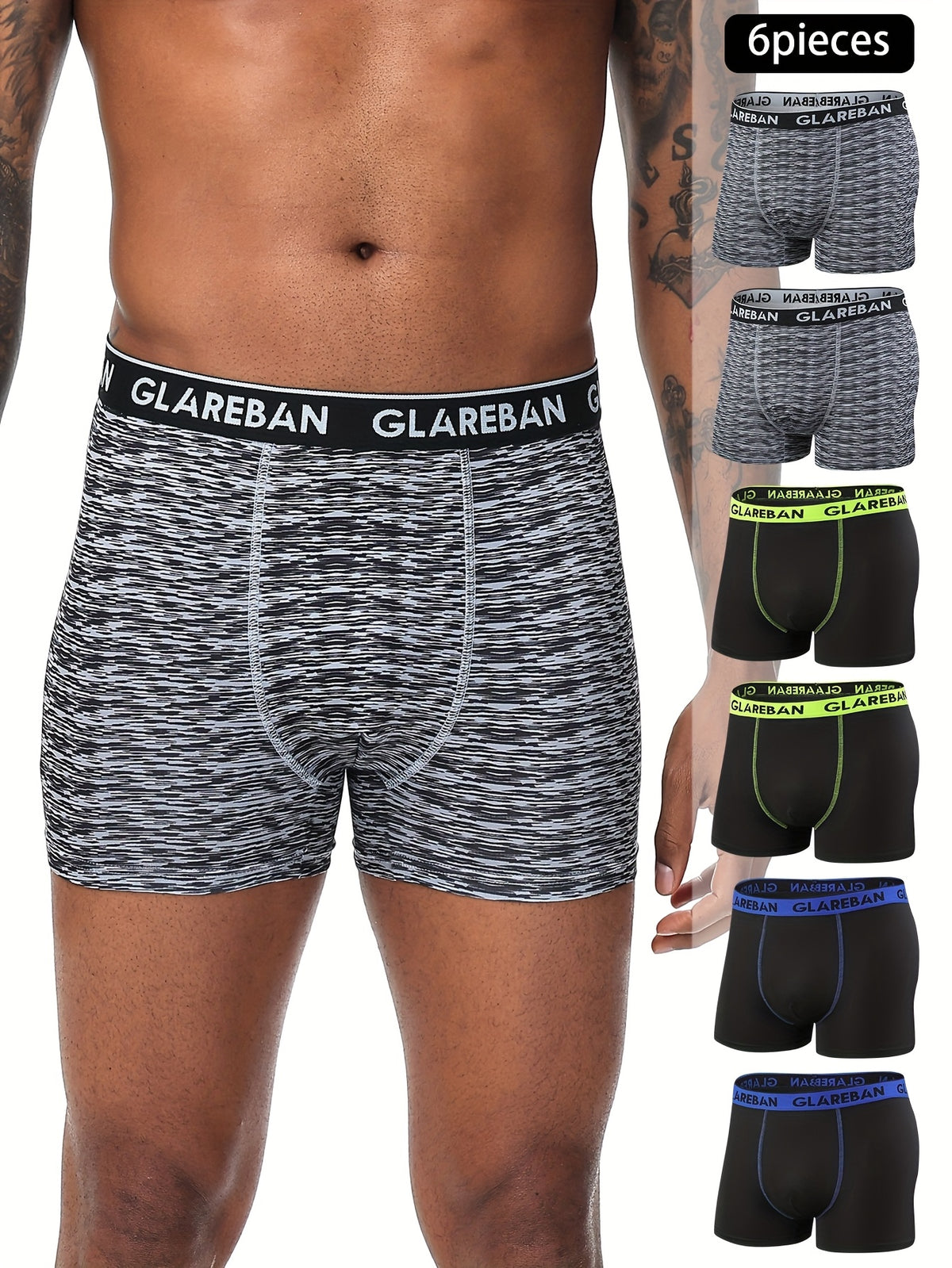 Boxer de sport microfibre homme — lot de 6, assortiment S
