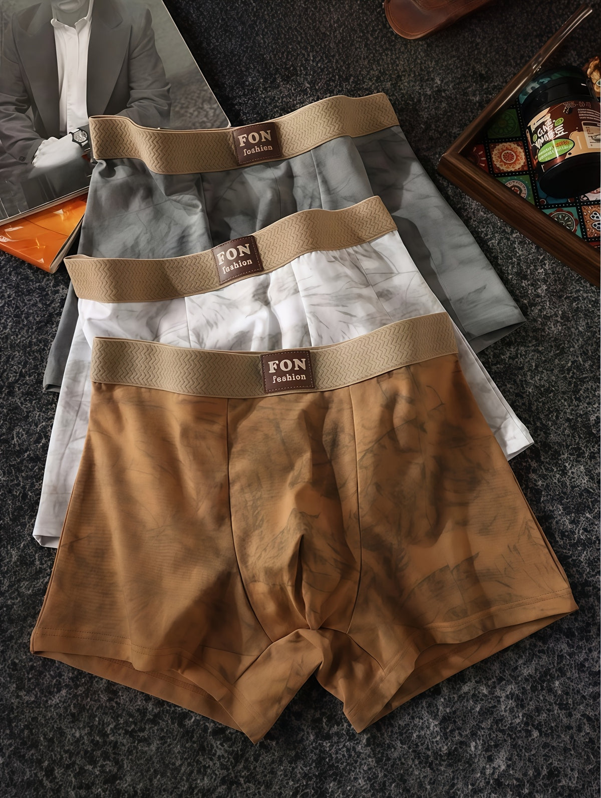 Boxer respirant coton homme — lot de 3, imprimé, assortiment S