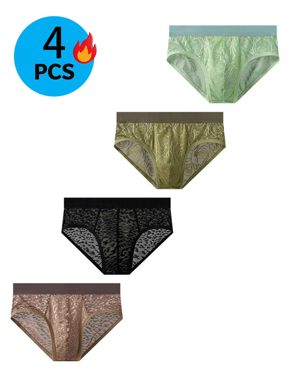 Slip respirant microfibre homme — lot de 4, uni, du S au XL (modèle 2)