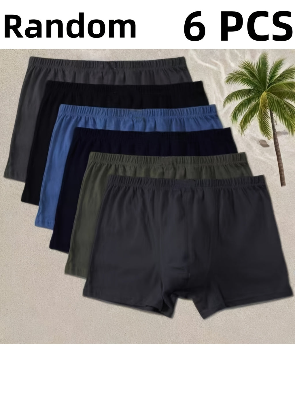 Boxer taille haute large coton homme — lot de 6, uni