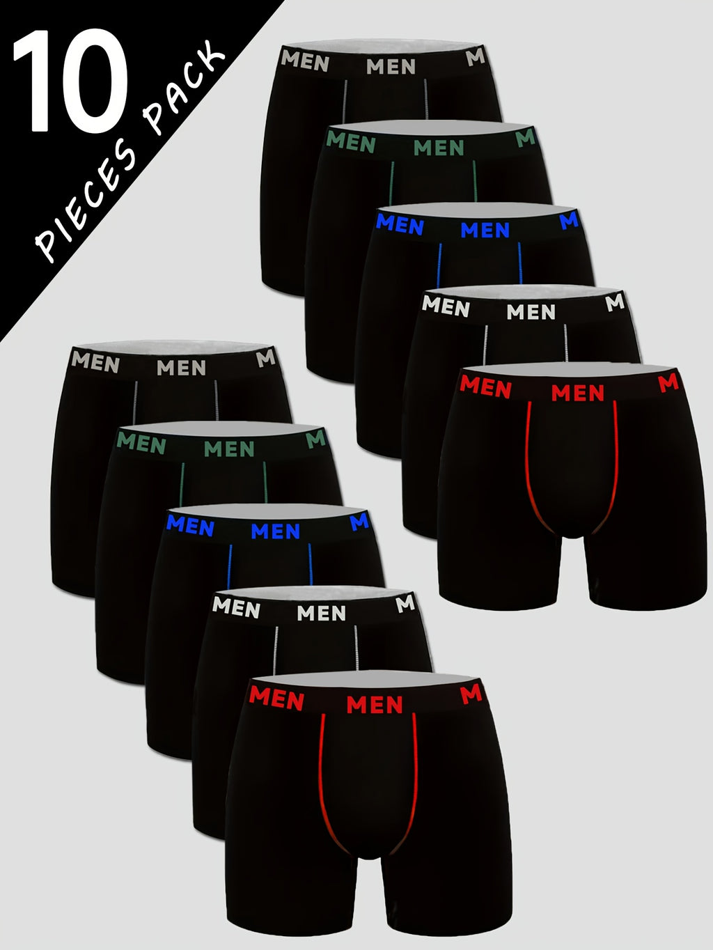 Boxer de sport respirant microfibre homme — lot de 10, uni, assortiment S