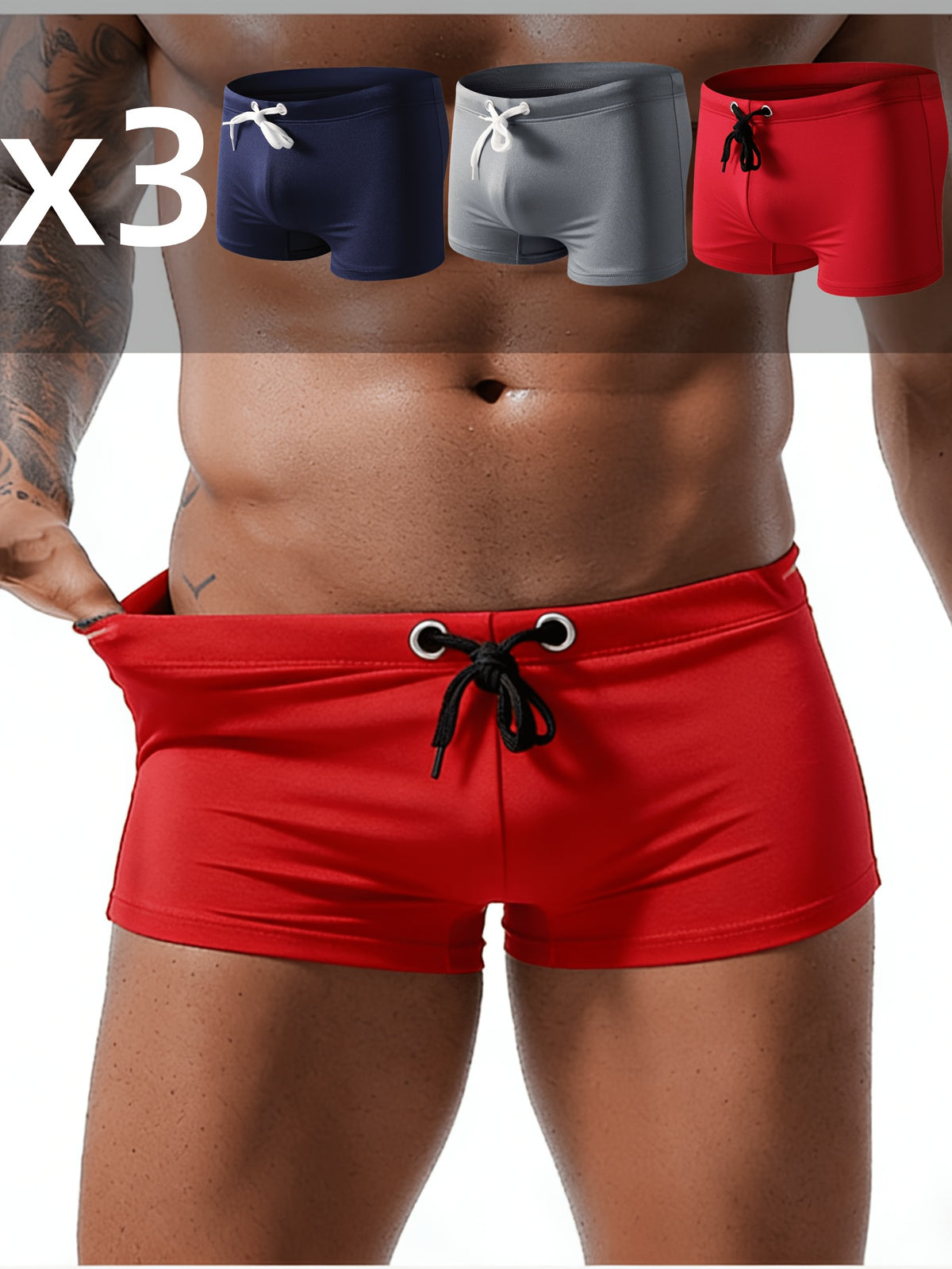 Boxer microfibre homme — lot de 3, uni, assortiment E