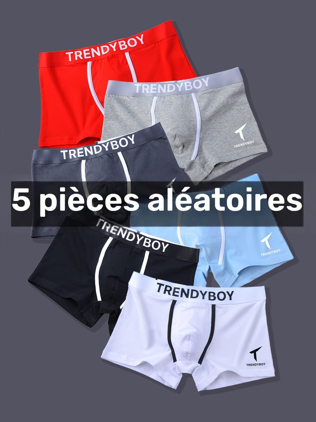 Boxer respirant microfibre homme — lot de 5, géométrique