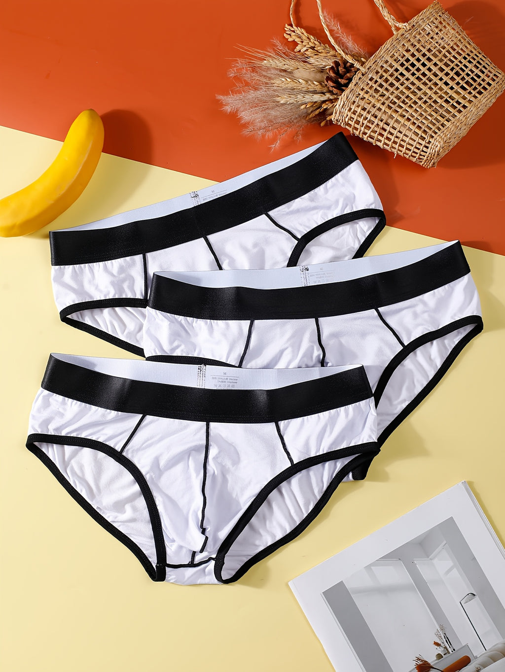 Slip d'intérieur à poche de maintien bambou homme — lot de 3, uni