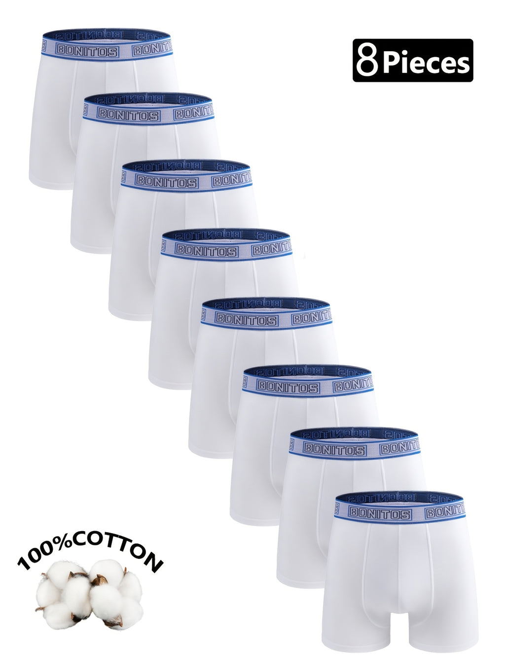 Boxer long coton homme — lot de 8, imprimé